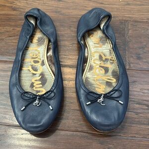 Sam Edelman Black Ballet Flats Womens 9 Felicia Leather Rounded Toe Bow EUC